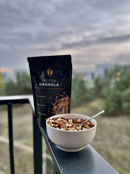 Protein Granola su anakardžių ir migdolų riešutais