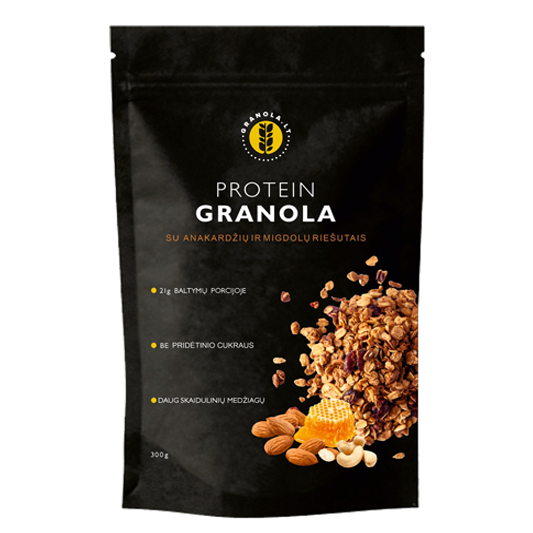 Protein Granola su anakardžių ir migdolų riešutais