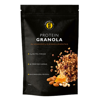 Protein Granola su anakardžių ir migdolų riešutais